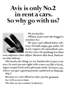 Avis è solo il numero 2 nel settore del noleggio auto. Per questo ci impegniamo di più. Pubblicità di DDB