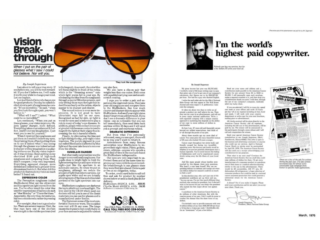 Pubblicità di Joe Sugarman